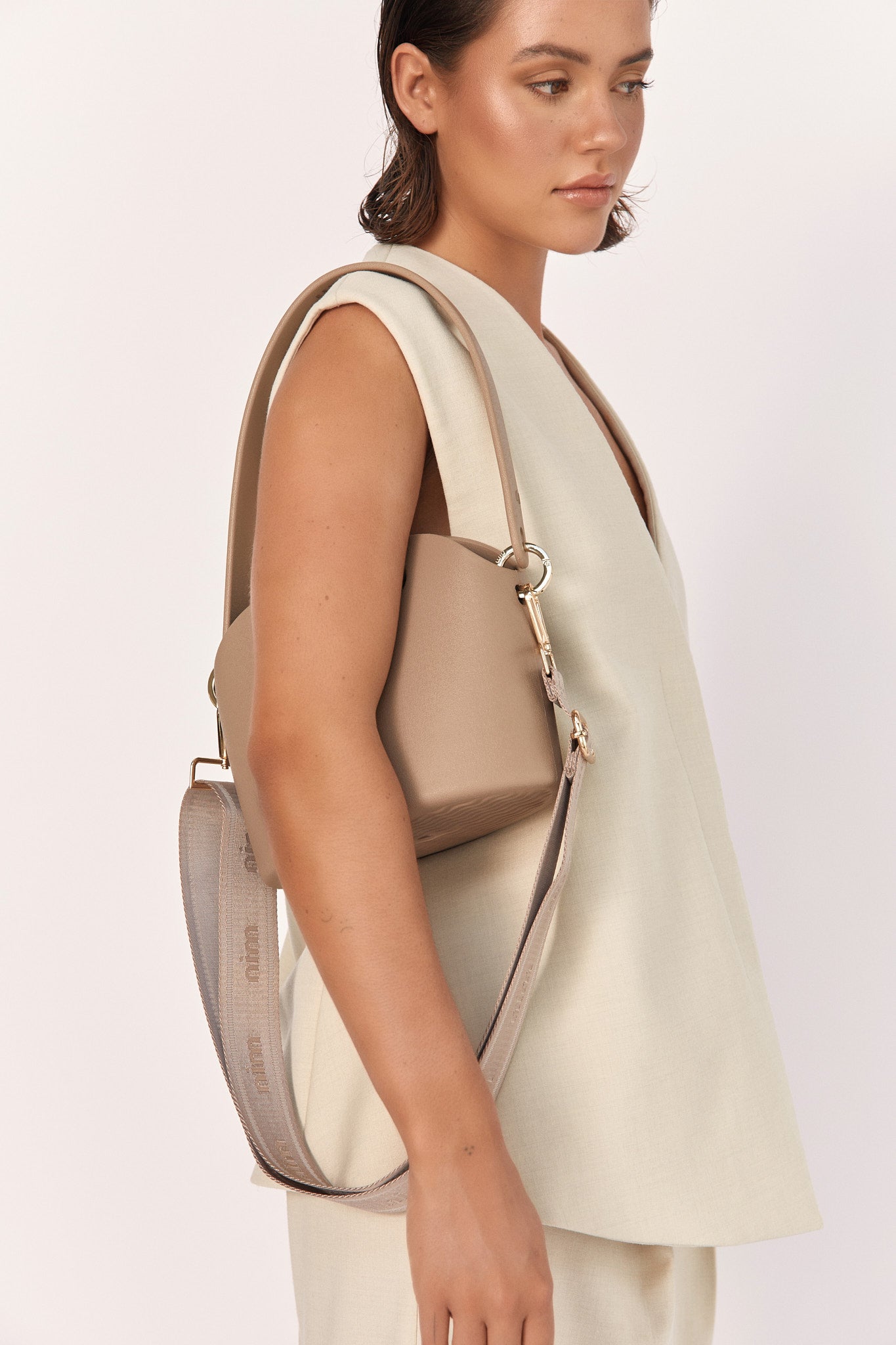 Shoulder Strap - Taupe Mono + Gold